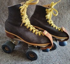 Vintage Sure Grip Jogger 2 Blue Suede Roller Skates Blue Wheels Stops size 5.5