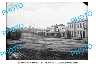 OLD LARGE PHOTO OF BENDIGO VICTORIA CRITERION HOTEL MUNDY St c1880