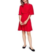 Free People Women's Be My Baby Ruched Flutter Sleeve Dress Red 2