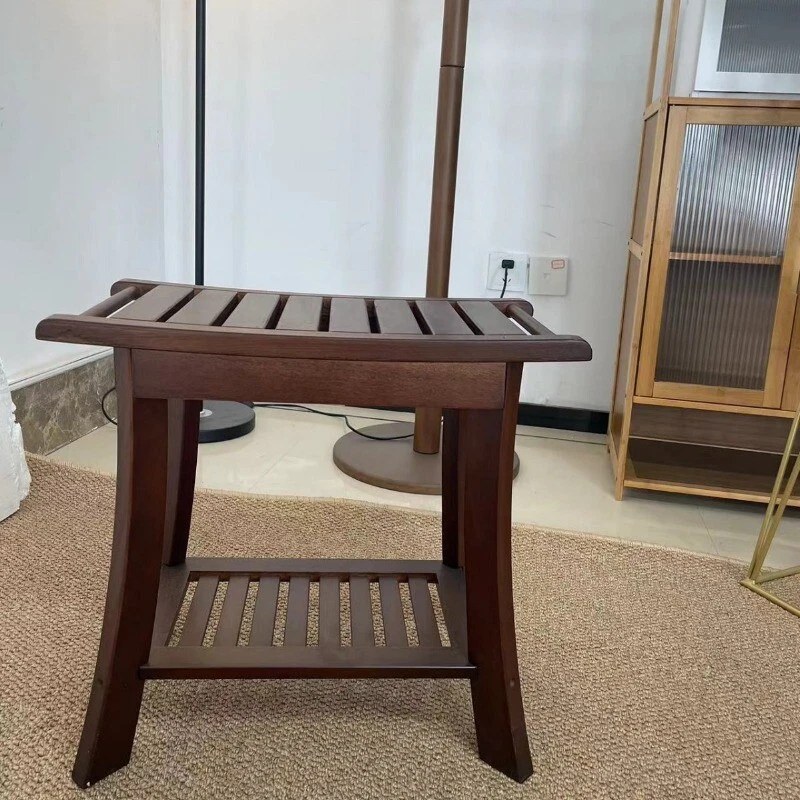 Household bamboo hanging towel shower stool shoe stool multi-functional stool - Image 3 of 4