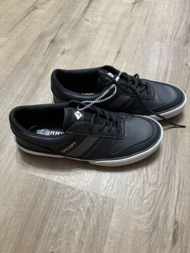 Sperry Halyard Retro Lace Up Boat Shoes Black Men’s Size 9.5 Wide Sts24064