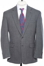 40R Chaps Classic-Fit Gray Check Lambs Wool Two-Button Sport Coat Blazer Jacket