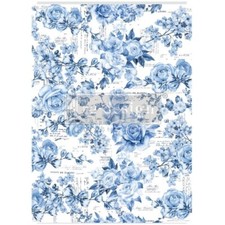 Rub On Furniture Transfers FRENCH CERAMICS Furniture Decals Transfer Blue Roses