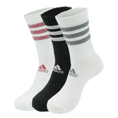 Adidas 3-Stripes Glam Crew Socks 3 Pairs (7542) Gym Running Sports