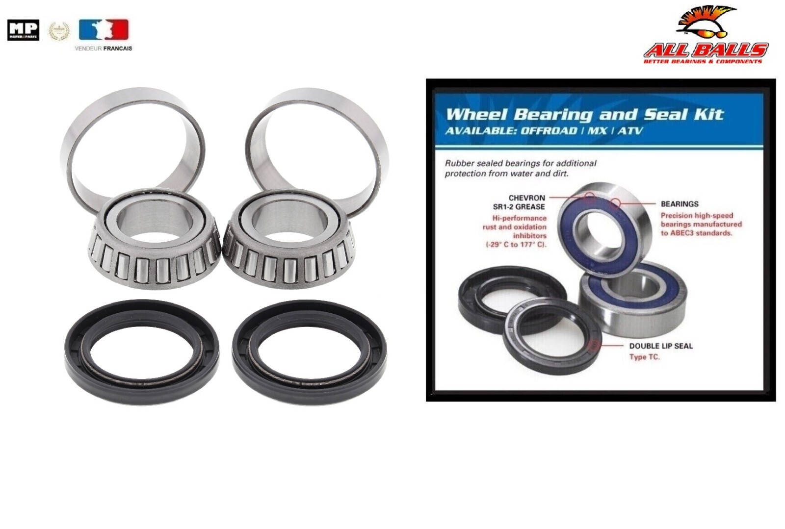 Kit roulement étanche 25-1152 haute résistance pour roue arrière Polaris Xplorer
