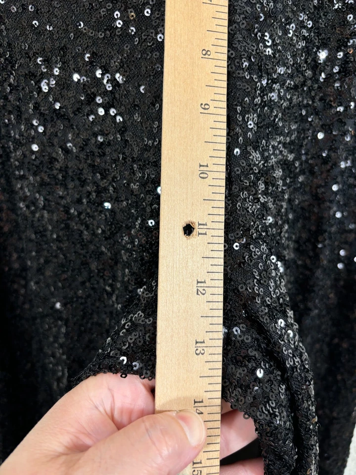 Pantalones Linea by Louis Dell'Olio para mujer Petite XLP suéter de lentejuelas negro Foto 3 de 4