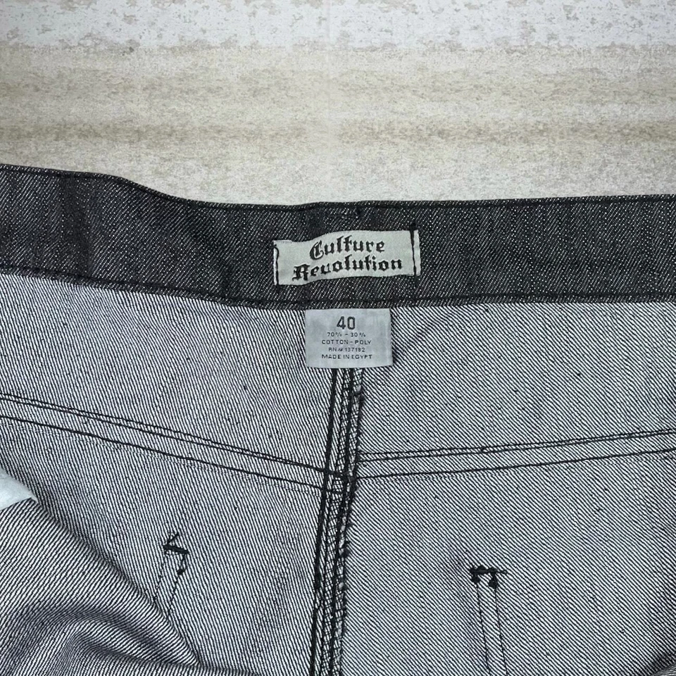 Vintage Skater Wide Leg Jean Shorts 40x14 Black Baggy 14" Inseam Jorts Y2K - Image 4 of 4