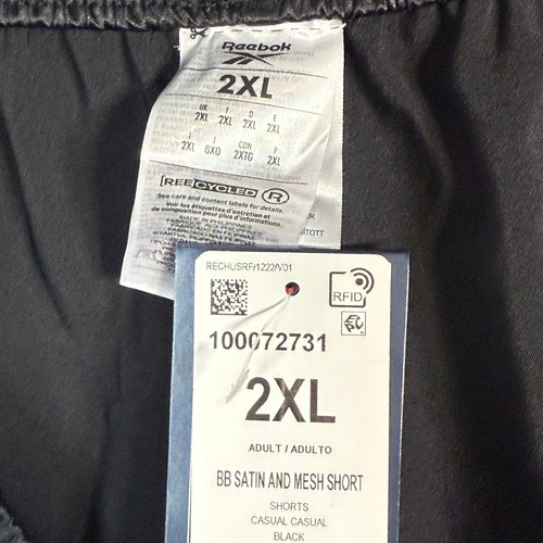 Reebok Herren Regular-Fit Mesh-Panel Satin Basketball Shorts, schwarz XL - Bild 7 von 7