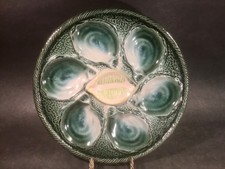 Vintage French Majolica Oyster Plate