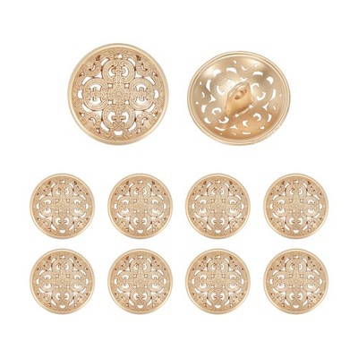 10pcs 24L Metal Buttons Cables, for Vintage 15mm Round with Stem, Gold Fog