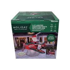 Gemmy Christmas Airblown Inflatable 9.1ft Santa and Penguin Airplane