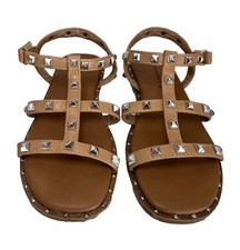 Steve Madden Girl JTravel Rock Stud Averill Sandals Tan Girls Size Y 13