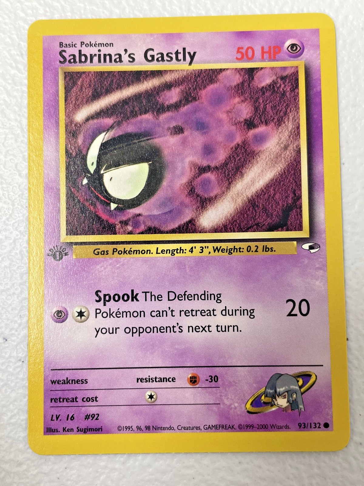 Sabrina's Gastly 93/132 - 1st Edition Gym Heroes Pokemon Card