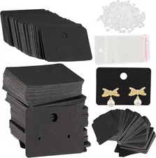 Femtindo Earring Display Cards with 100PCS Small, Black-5x3.5cm 