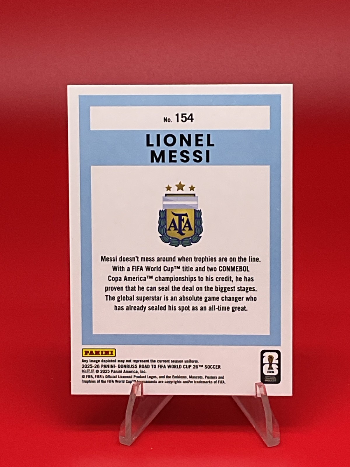 2025-26 Donruss - FIFA Road to the World Cup - Lionel Messi - Argentina #154 view 2