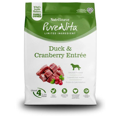 NutriSource Pure Vita Duck & Cranberry Dog Food, 25lb. Free Shipping