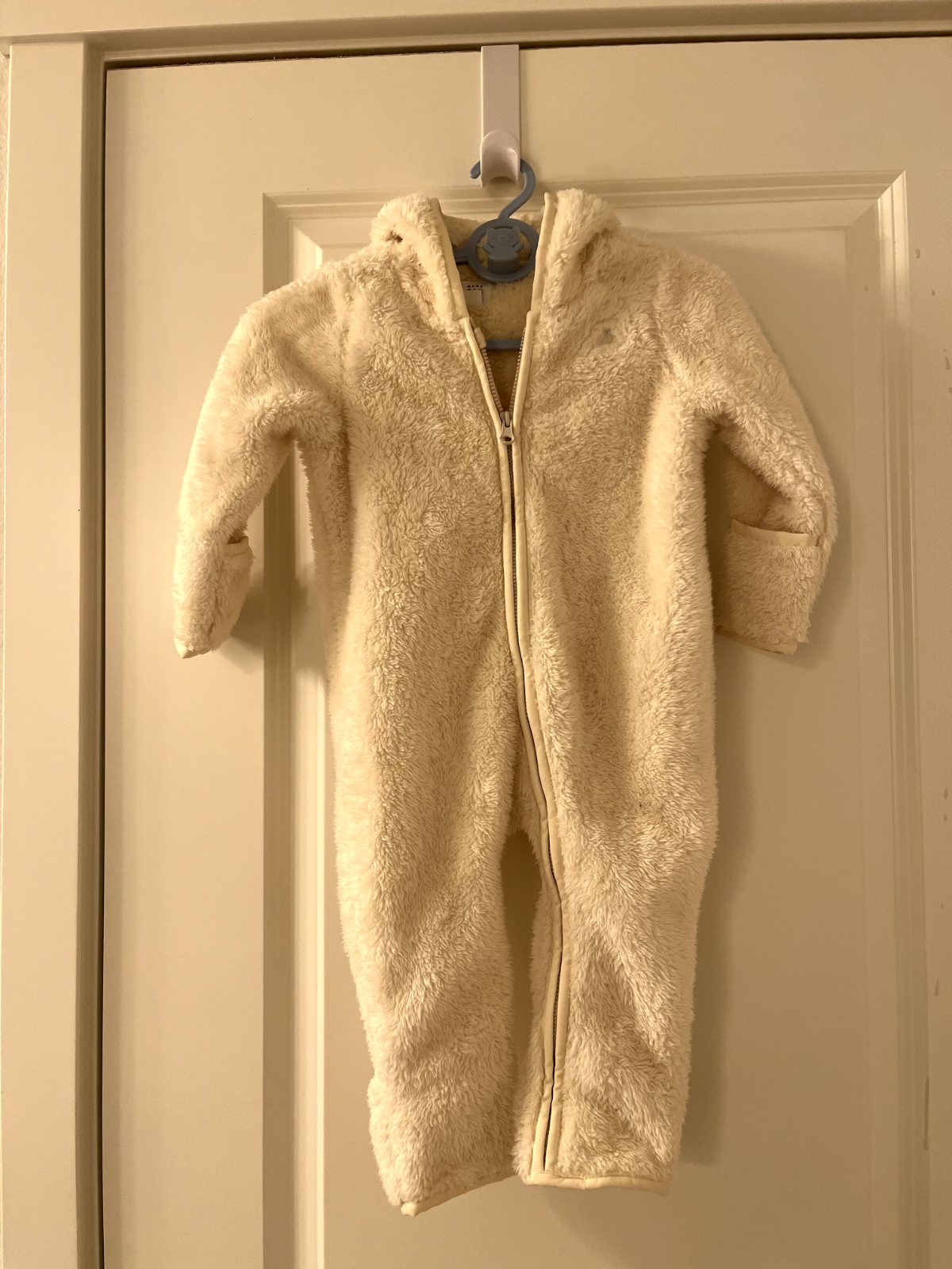 Baby GAP Snowsuit 6-12m Winter Bunting Pram Suit Coat Fleece IVORY bear Sherpa