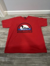 Vtg 90s Wisconsin Ducks T Shirt Sz XL Red SS Made in USA Nature