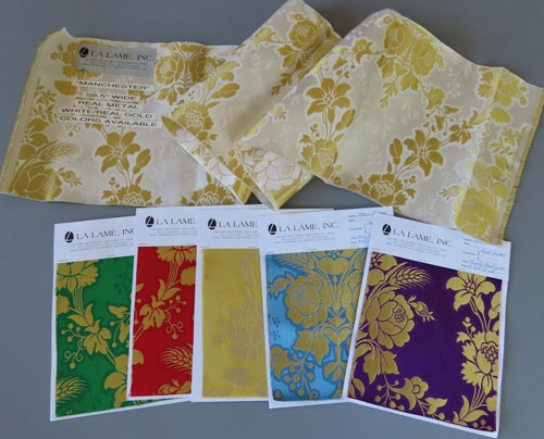 3 Lots of Lavish Ecclesiastical Brocade FABRIC Samples LA LAME w GOLD Threads - Picture 8 of 14