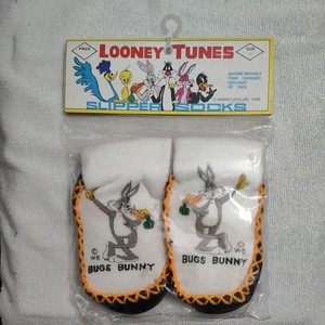 Vintage 1978 Looney Tunes Bugs Bunny Slipper Socks Size 5 Kids New Sealed