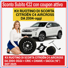 Platzsparend Notrad Citroen C4 Aircross 16 " Von 2004 Ad Oggi Cric Key Tasche