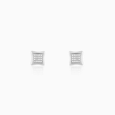 925 Sterling Silver Square Shape Moissanite Minimalist Stud Earrings for Women