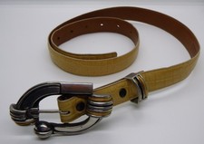 Fahrenheit Connie Bates alligator print Belt large pewter buckle 27-32"