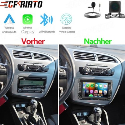 2+64GB Android 15 Autoradio CarPlay GPS für Seat Leon MK2 1P1 2005-2012 +Kamera