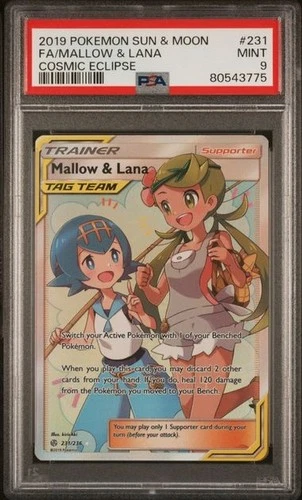 2019 POKEMON COSMIC ECLIPSE #231 FA/MALLOW & LANA COSMIC ECLIPSE PSA 9