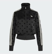 Adidas Satin Polka Dots Black Track Jacket White  size L  KV1166 Women's NEW