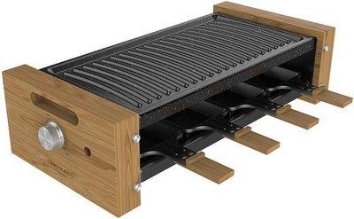 Cecotec Cheese&Grill 8200 Raclette 1200W Grill 2 Pfännchen Holz Schwarz