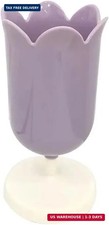 Purple Pen Holder for Desk, Plastic Tulip Pen Holder Cute Stationery Organizer P