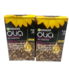 2 x Garnier Olia Long-lasting Permanent Hair Colour Dye 7.13 Beige Dark Blonde
