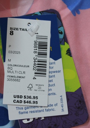 Disney Girl's Lilo & Stitch Print Pajama Set JL3 Multicolor Size 8 NWT - Picture 5 of 11