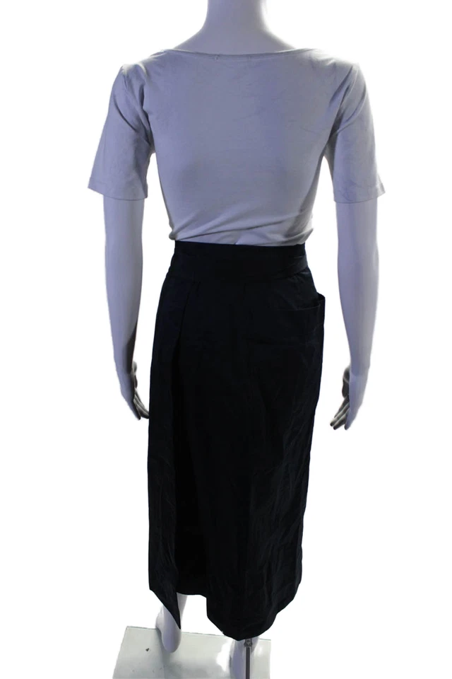 Maxi Falda Tibi Para Mujer Algodón Bolsillo Largo Detalle Corbata Envolvente Azul Talla 0 Foto 3 de 4