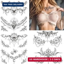Temporary Tattoos Black Flower Mandala 10 Sheets Fake Tattoo Women Body Art