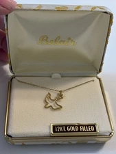 Vintage Belair 1/20 12k Yellow Gold Filled Holy Spirit Dove Pendant 18”