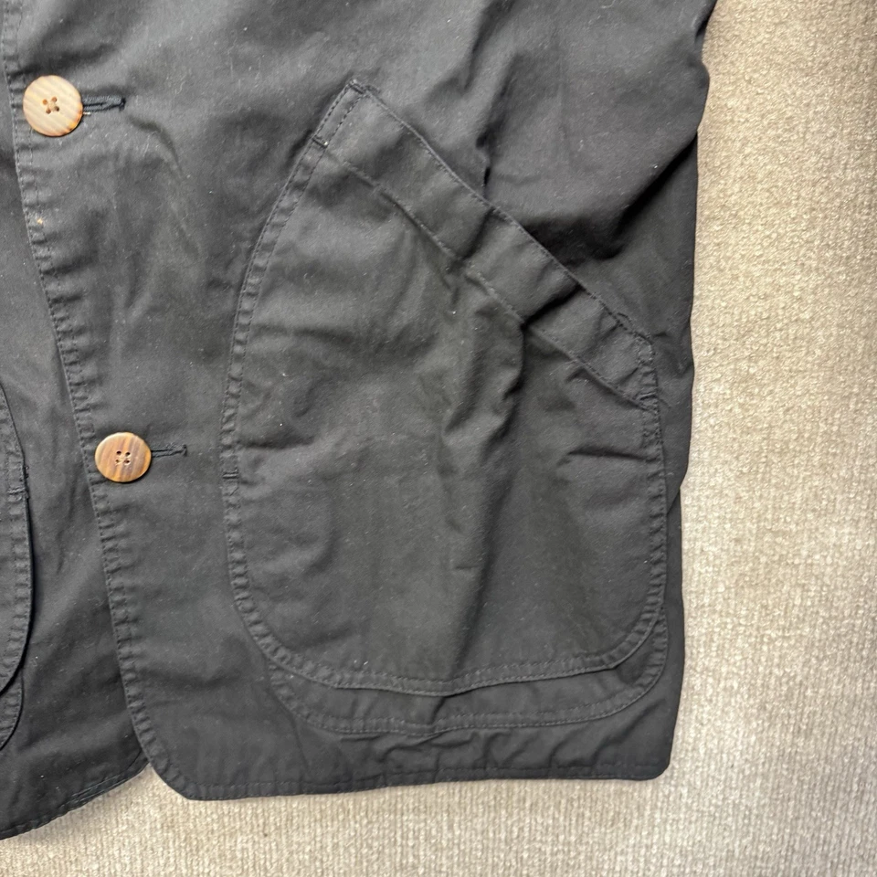 Vintage J Crew Barn Coat Oarsman Corduroy Black Mens L Chore Coat Plaid 90s - Image 4 of 4