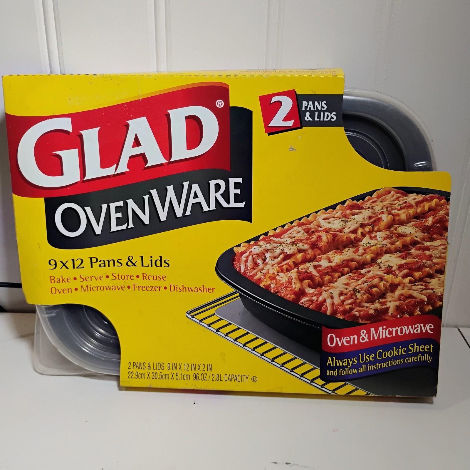 New Glad Ovenware 9x12 Pans and Lids 2 Pack Discontinued 9x12x2 black reusable 