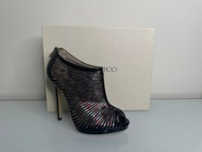 NIB JIMMY CHOO KEIR Hologram Patent Mesh Multicolor Open Toe Bootie 36 EUR