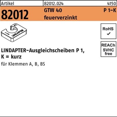 LINDAPTER 082012002040160000 Ausgleichscheibe R 82012 GTW 40 P1 M 16 / 8,0 feuer