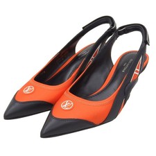 LOUIS VUITTON Arclight Line Leather Satin Rubber Logo Pumps Size 35.5 Authentic