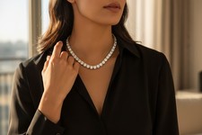 RARE 50Ct, 5mm White Diamond Tennis Necklace  FREE Diamond studs Free Tariffs