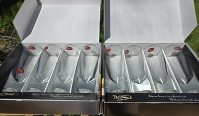 SET of 8 Carlo Moretti Italian Brunch Bullet Glasses, extremely heavy, NIB!