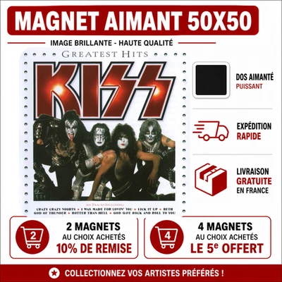 Magnet Kiss greatest hits v2 5x5 cm Aimant Frigo pop hard rock - Photo 1/4