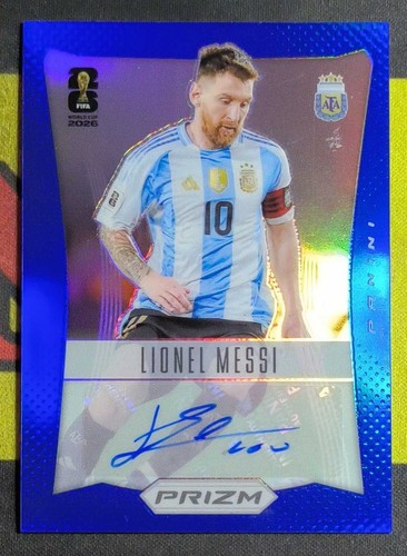 2026 Panini Prizm World Cup Lionel Messi Throwback Auto Blue /49 Color Match