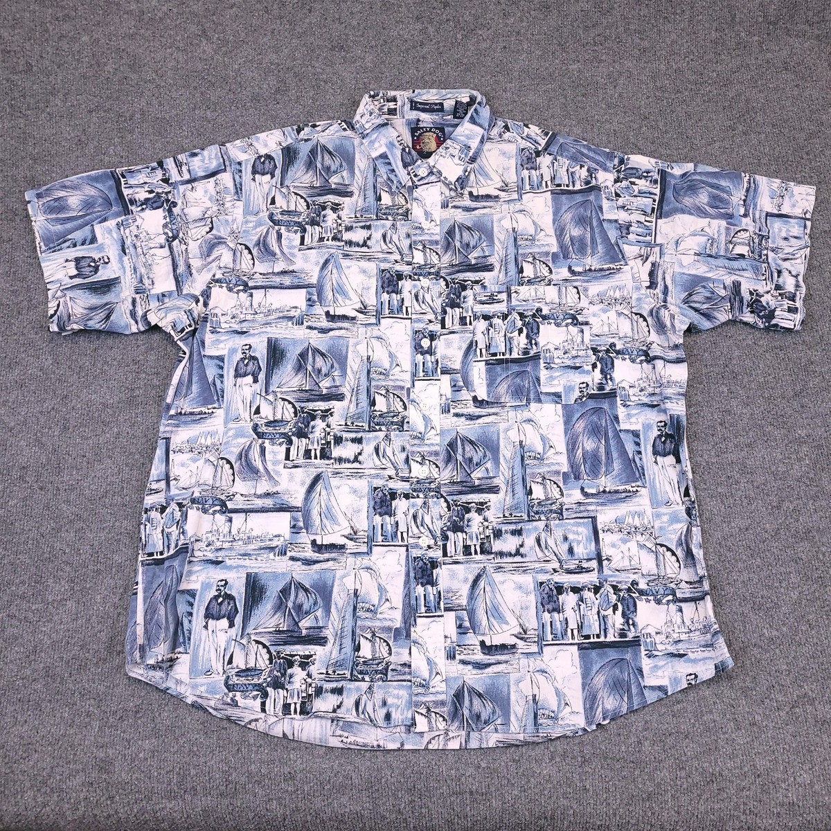 VTG Gant Salty Dog Imperial Poplin Mens 1XB Nautical Print Cotton *Button Flaw View 2