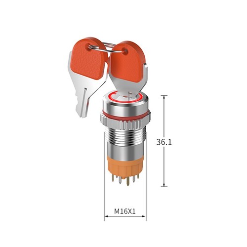 Interruptores de palanca de 16/19 mm ON/OFF 2 posiciones LED rojo verde 7A 250 VCA impermeables - Imagen 11 de 16