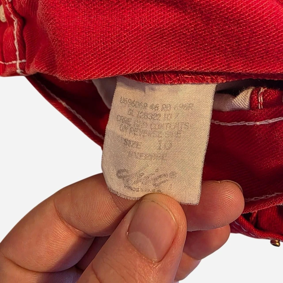 Pantalones cortos vaqueros vintage chic rojos de talle alto para mujer talla 10 Foto 3 de 4