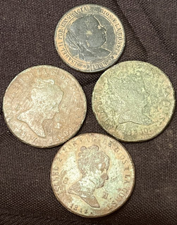Cincin19 Interesante lote de 4 Cobres de Isabel 2